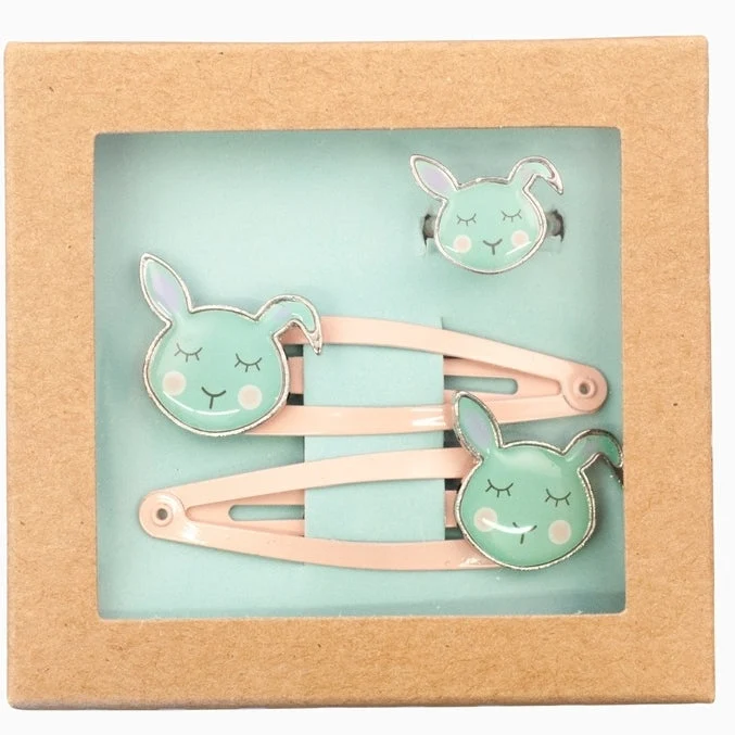 Haarclips & Ring TIERE 3er-Set für Kinder von Gloabal Affairs