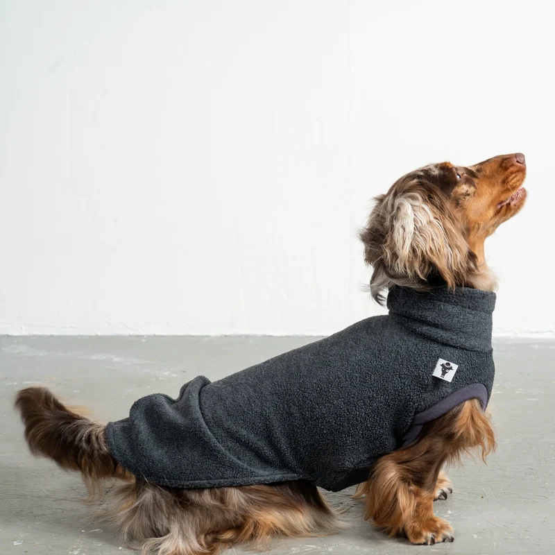 Fleece Shirt für Dackel Anthrazit