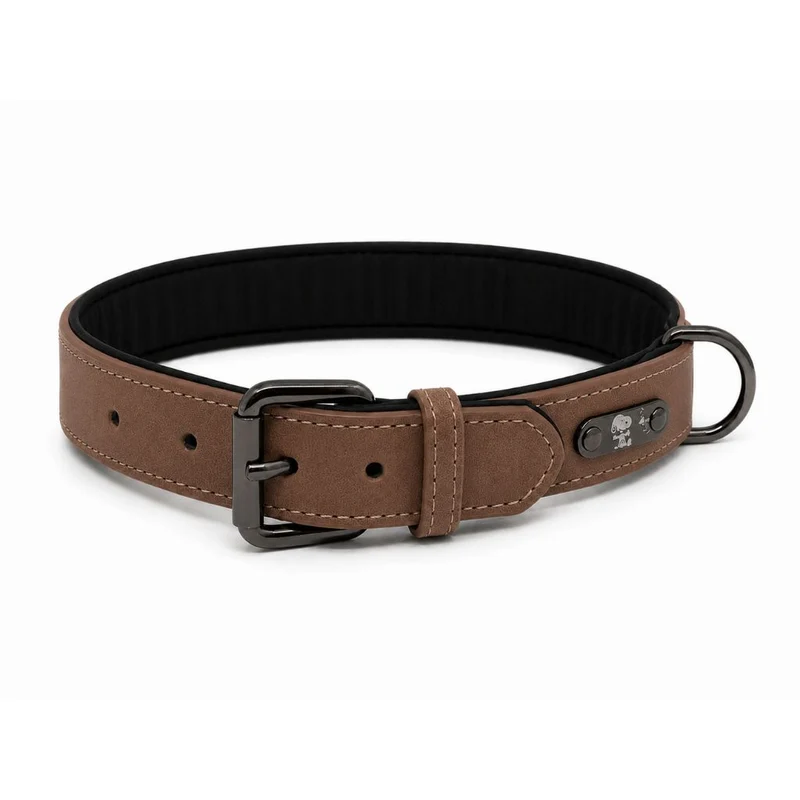 Hundehalsband Lederoptik Snoopy Braun