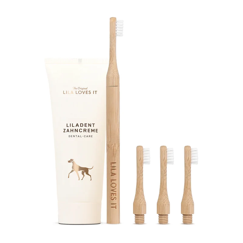 Set: LILADENT Zahncreme & Hundezahnbürste aus Bambus