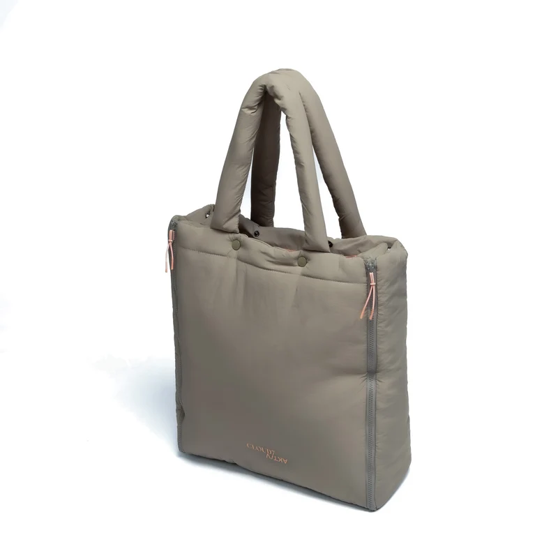 Hundereisebett & Tote Bag AKTIV Puffer Khaki / Peach