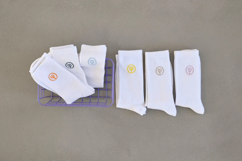 Tennis Socken GOTS Logo Orange Blue Grey