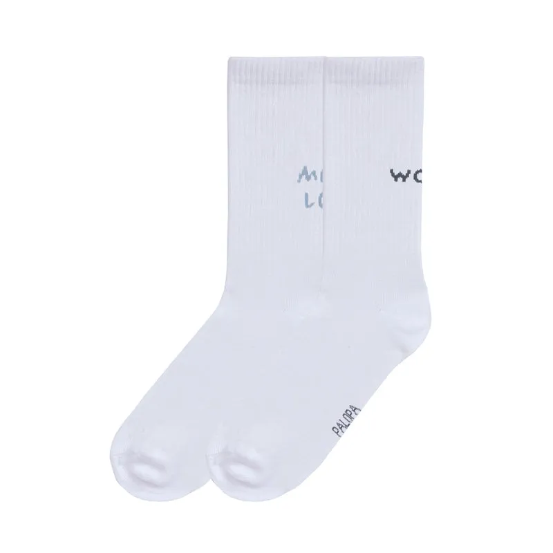 Tennis Socken GOTS Lettering Blue Grey