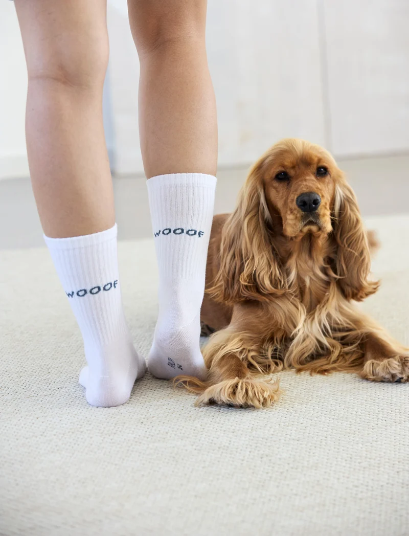 Tennis Socken GOTS Lettering Blue Grey