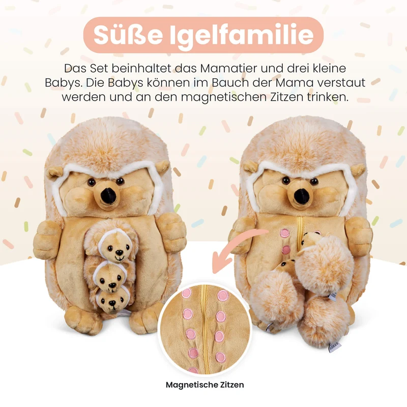Kuscheltier Mama Igel & Babys