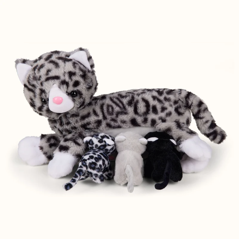 Kuscheltier Mama Katze & Babys, verschiedene Farben