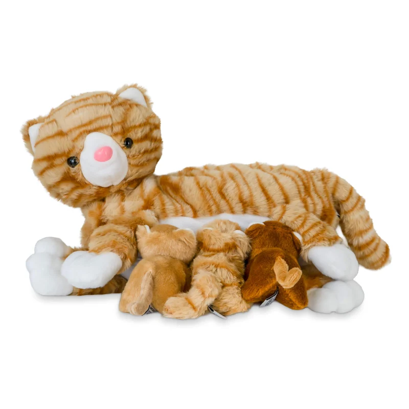 Kuscheltier Mama Katze & Babys, verschiedene Farben