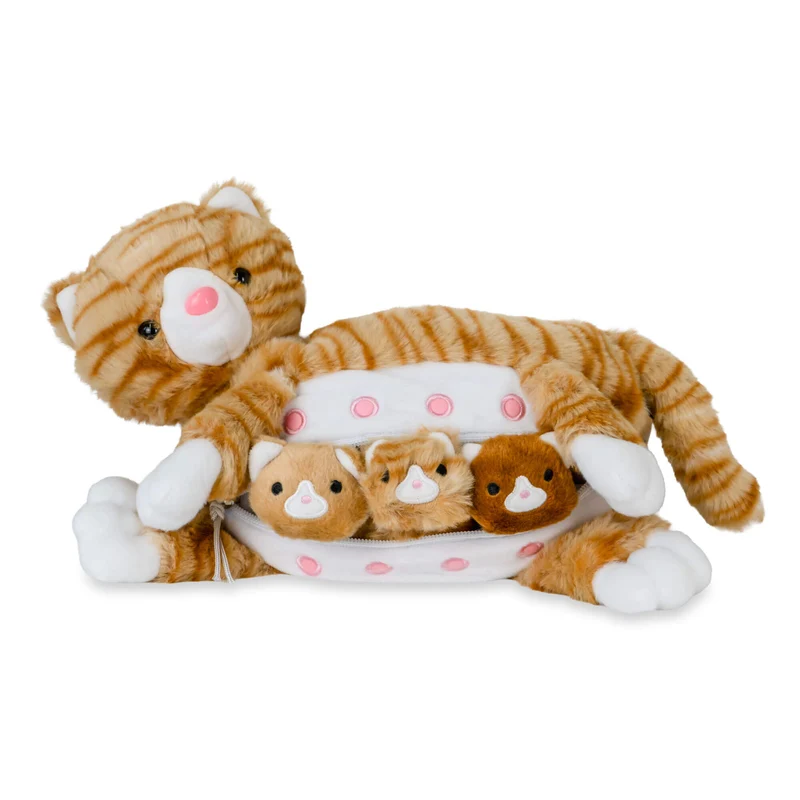 Kuscheltier Mama Katze & Babys, verschiedene Farben