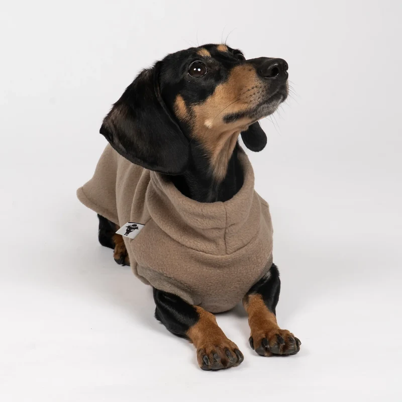 Fleece Shirt für Dackel Taupe