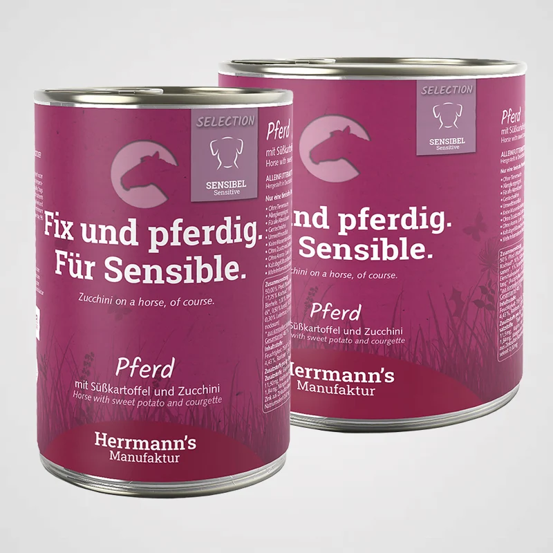 HERRMANN'S - Pferd mit Süßkartoffeln & Zucchini | Premium Nassfutter für Hunde