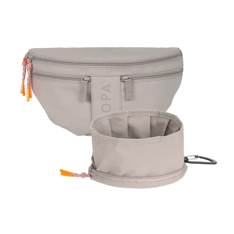 Set: Hunde Leckerlibeutel Emma & Hundereisenapf Tura Taupe