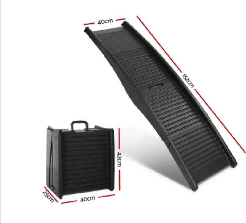 Portable Folding Pet Ramp for Cars - Black