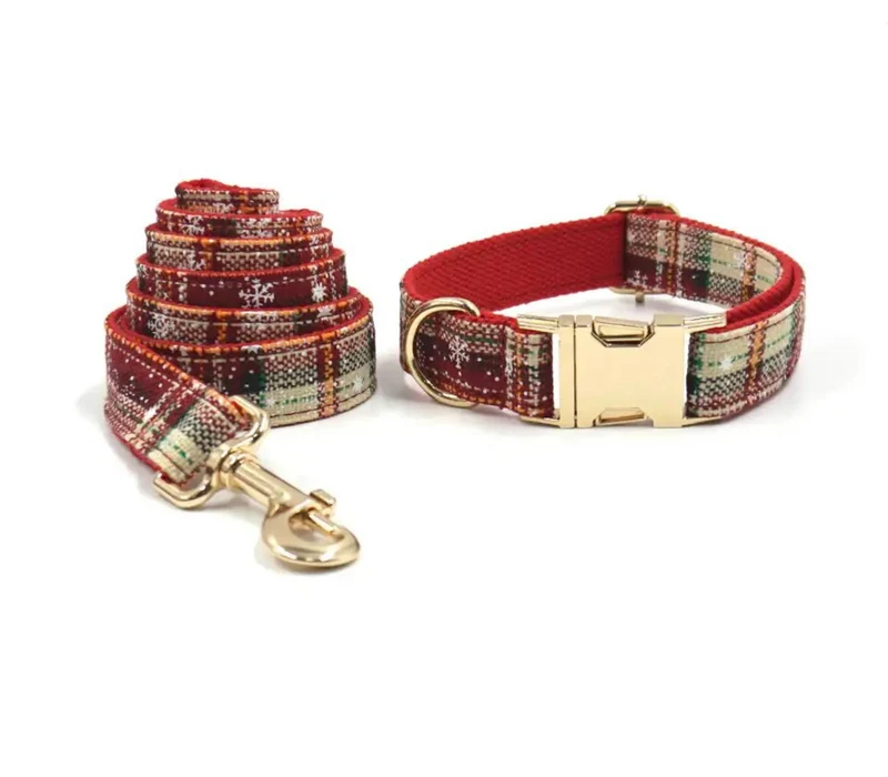 Personalised Dog Collar and Leash - Christmas set