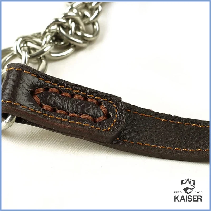 Hundehalsband Leder mit Zugstopp Kette