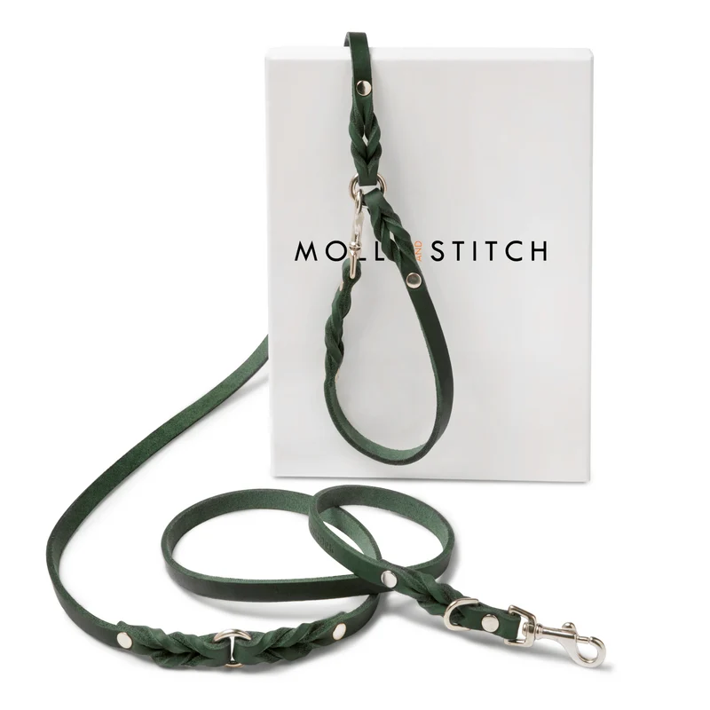 Sellerie Teckel Laisse Cuir Butter Vert Foret X3 (ajustable)