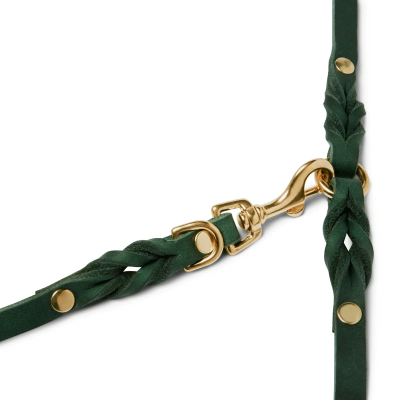 Sellerie Teckel Harnais en Y Cuir Butter Vert Foret