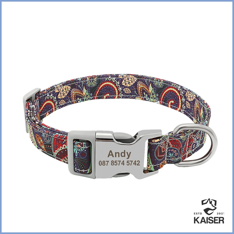 Personalisierte Hundehalsband mit bunten Mustern