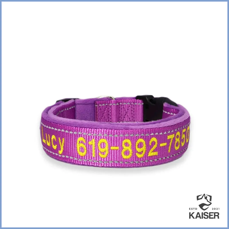 Personalisiertes reflektierendes Hundehalsband bestickt