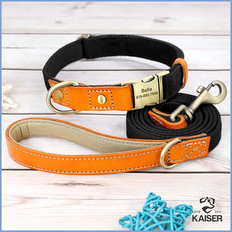 Hundehalsband personalisiert mit Leine