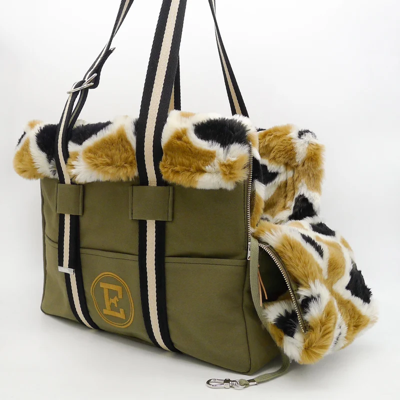 Sac de Voyage Teckel Vert et Fourrure