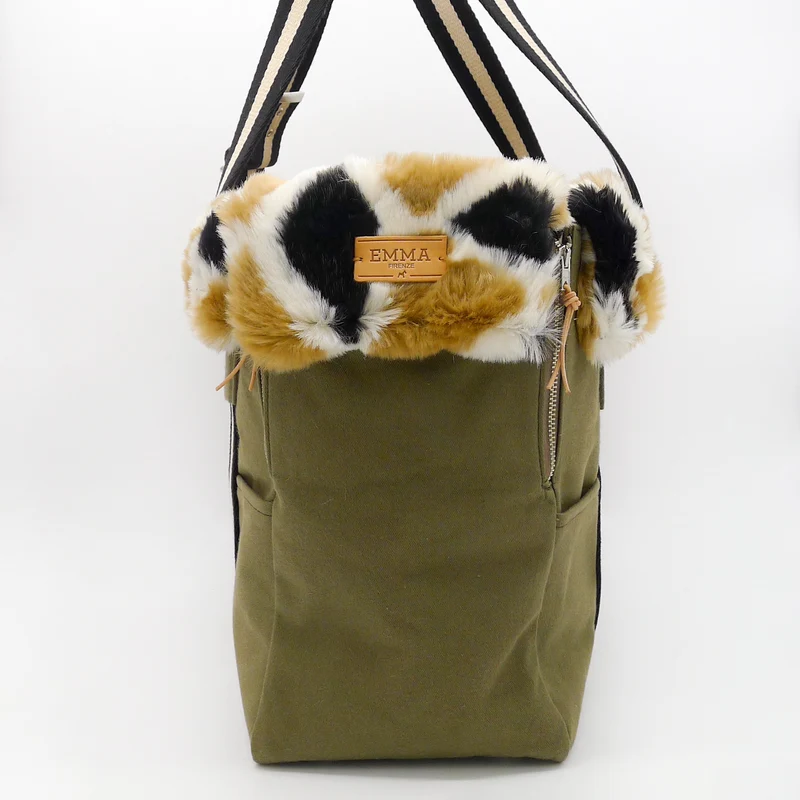 Sac de Voyage Teckel Vert et Fourrure