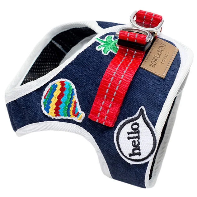 Sellerie Teckel Harnais Denim Bleu Marine