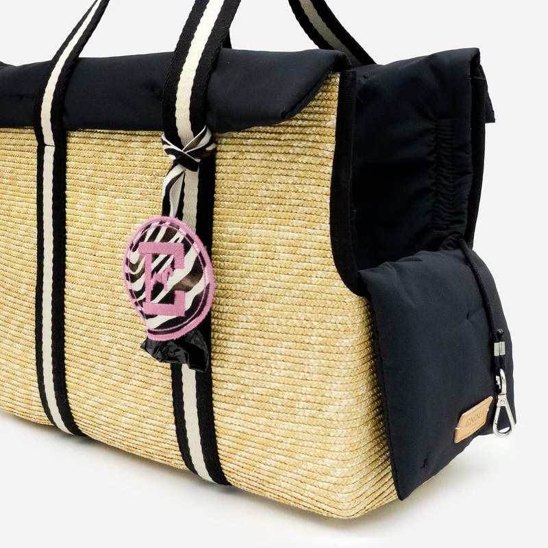 Sac de Voyage Teckel Raffia Rose