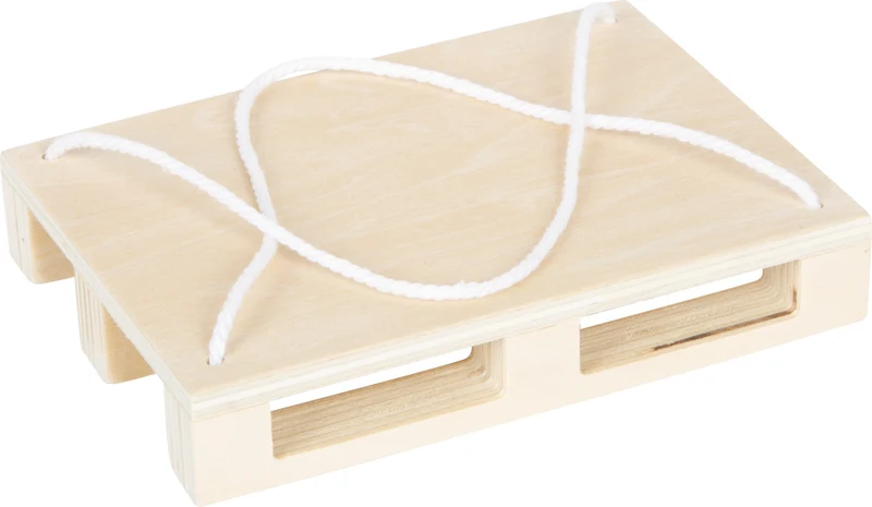 Kranwagen mit Palette – Baustellen-Fahrzeug aus Holz