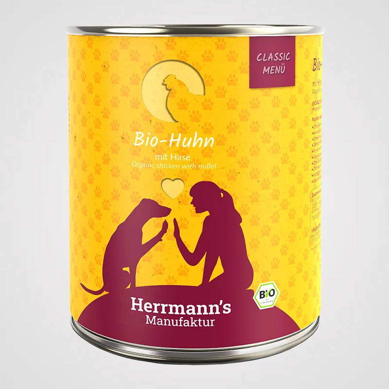 HERRMANN'S - Bio Huhn mit Hirse | Premium Nassfutter für Deinen Hund