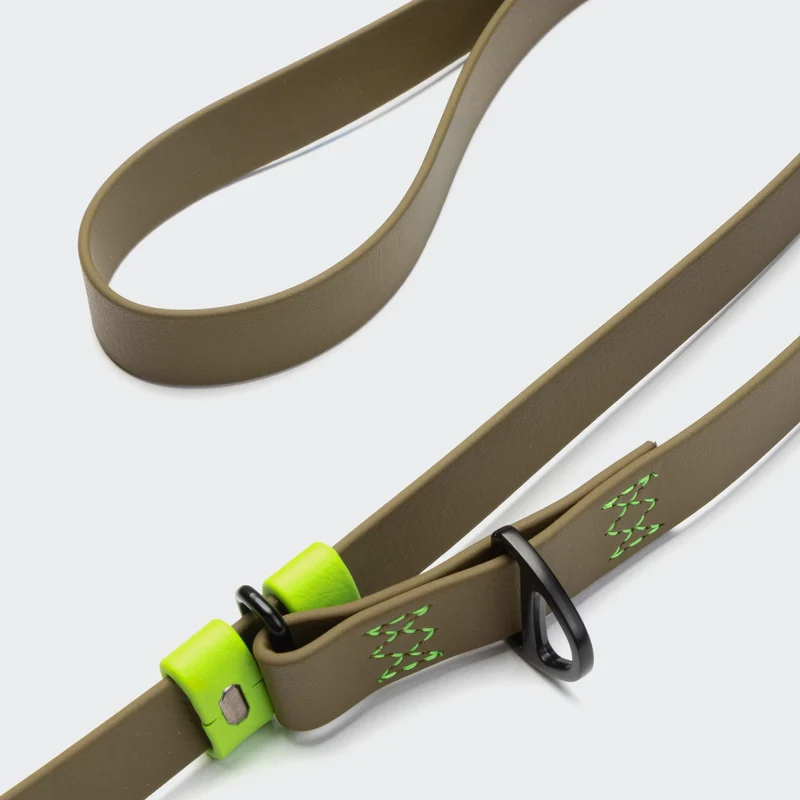 Freihandleine BioThane Ipanema Olive-Neon Green