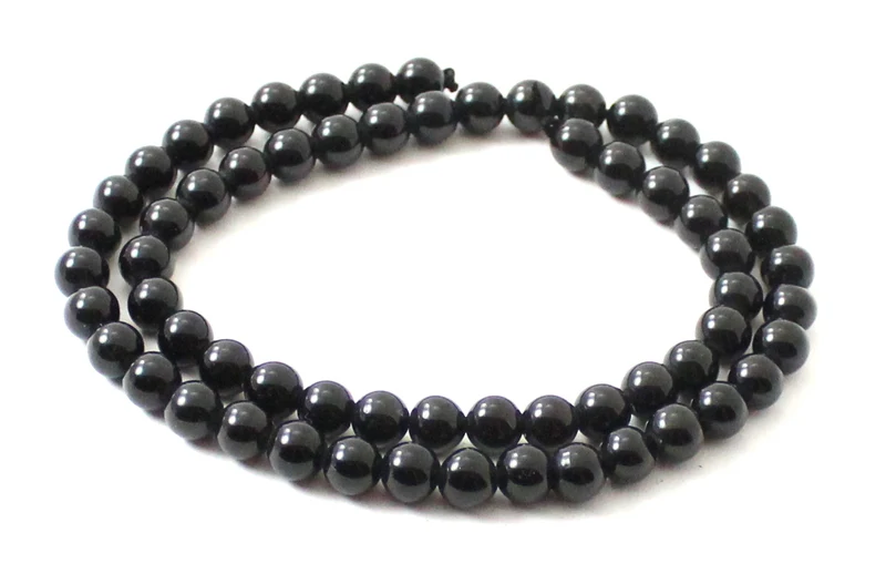 Obsidian runde schwarze Perlenstränge