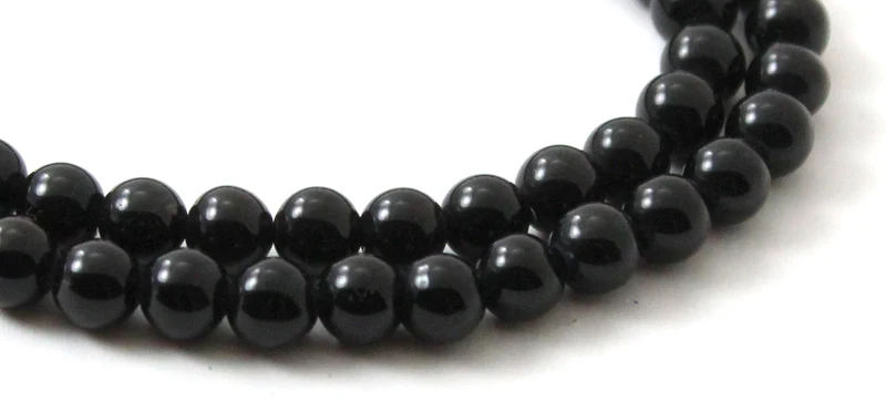 Obsidian runde schwarze Perlenstränge