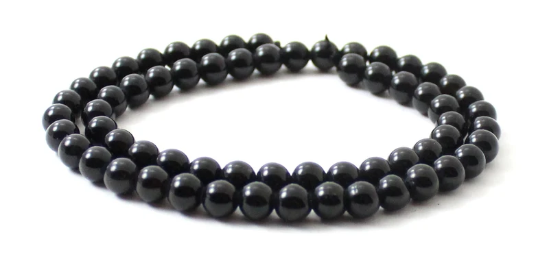 Obsidian runde schwarze Perlenstränge