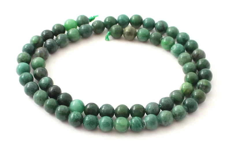 Afrikanische Jade runde tiefgrüne Perlenstränge