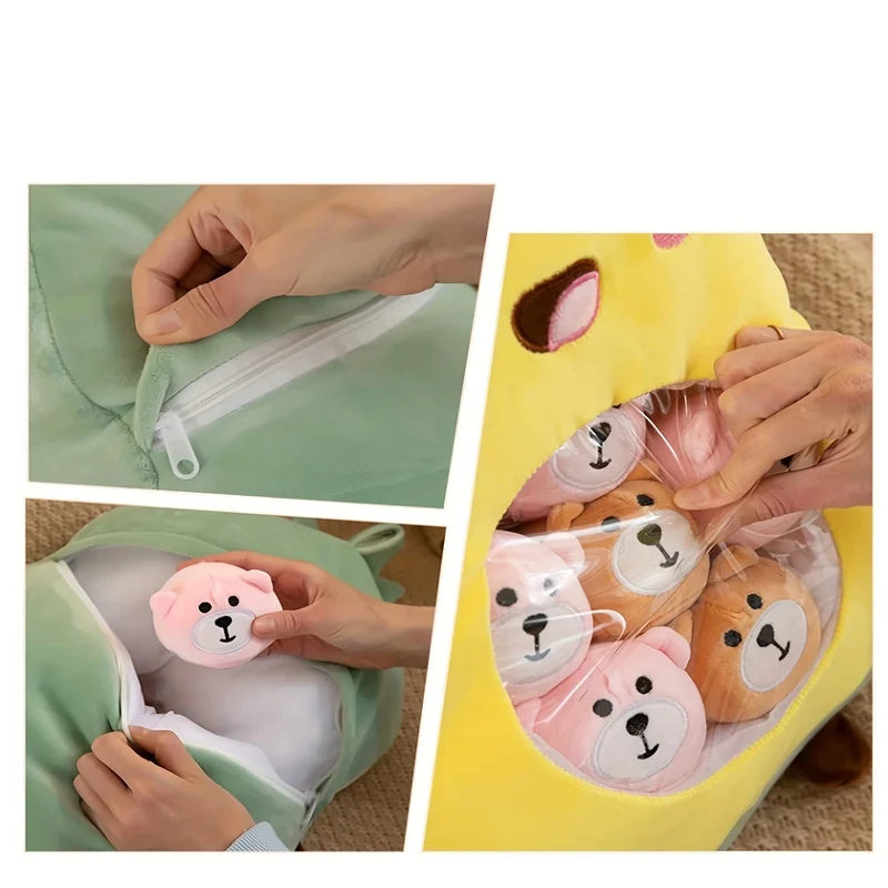 Kawaii Plüschies gefüllt mit Mini Plüschies (Karotte, Erdbeere, Panda etc.)