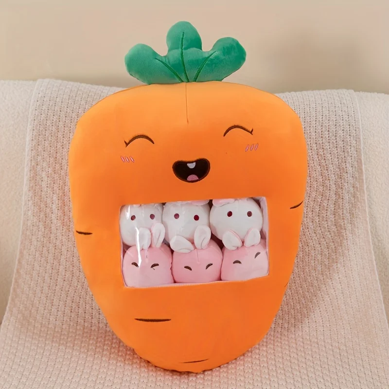 Kawaii Plüschies gefüllt mit Mini Plüschies (Karotte, Erdbeere, Panda etc.)