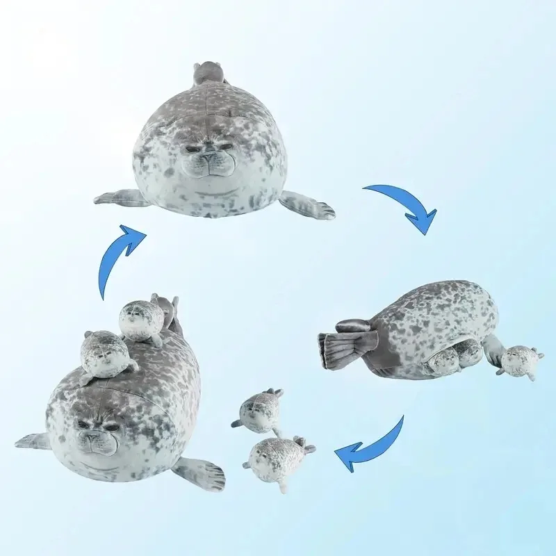 Niedliche Robbe mit 4 Baby Robben Kuscheltier
