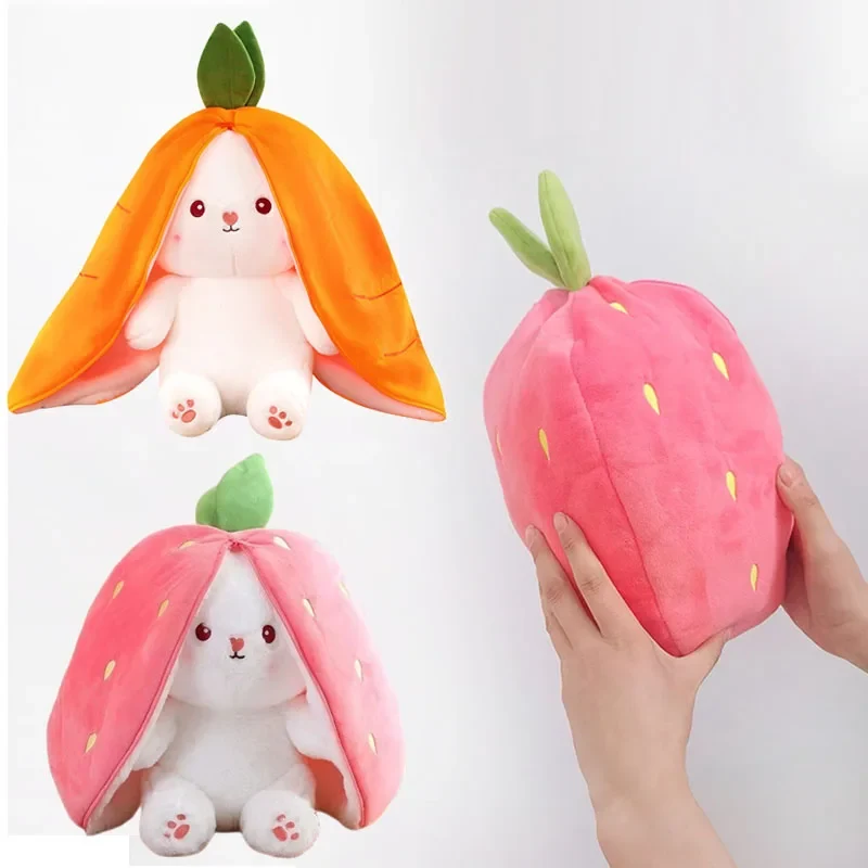 Niedliches Erdbeer oder Karotten Häschen Hase Kuscheltier (ca. 25cm)