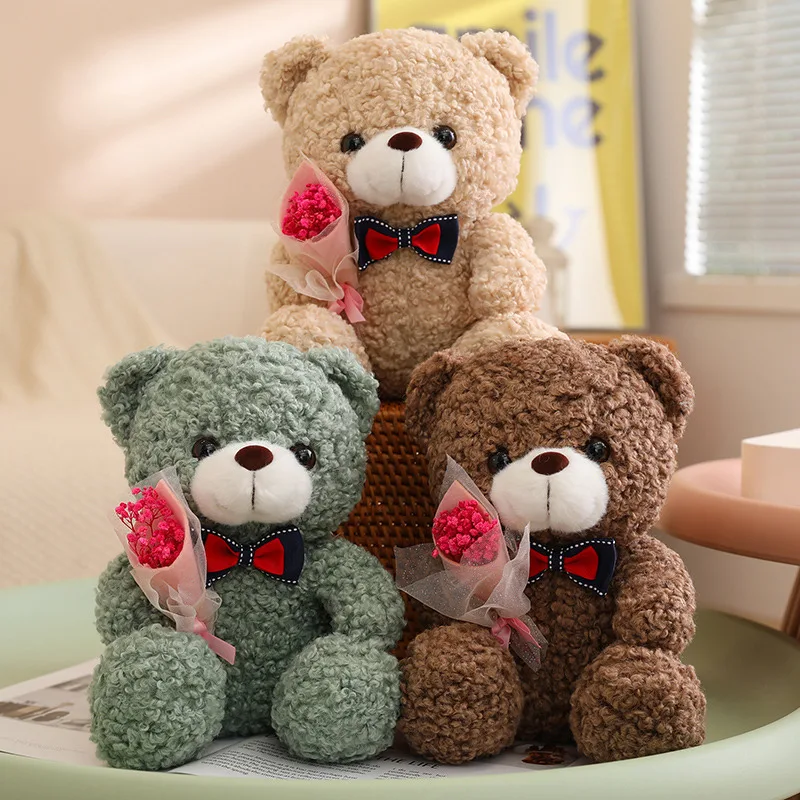 Romantischer Teddybär mit Blumen (ca. 25cm)