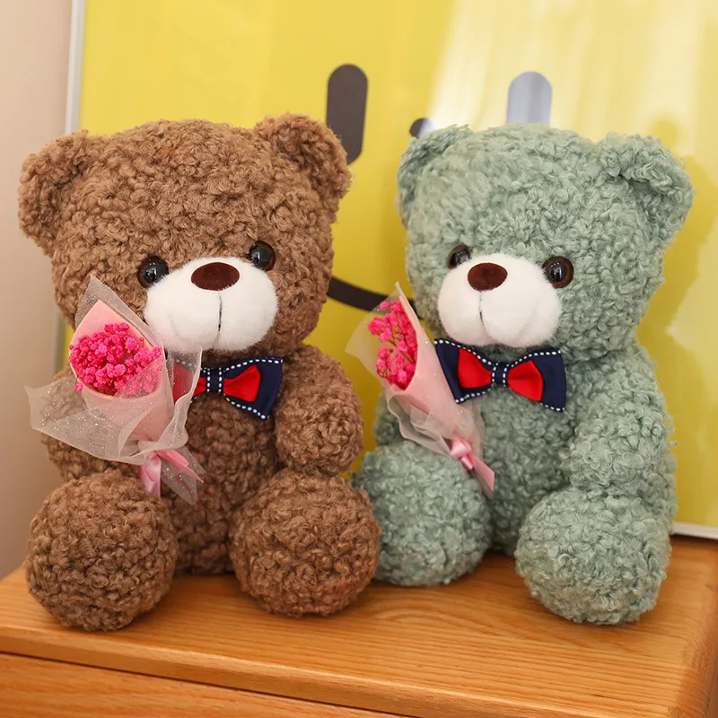 Romantischer Teddybär mit Blumen (ca. 25cm)