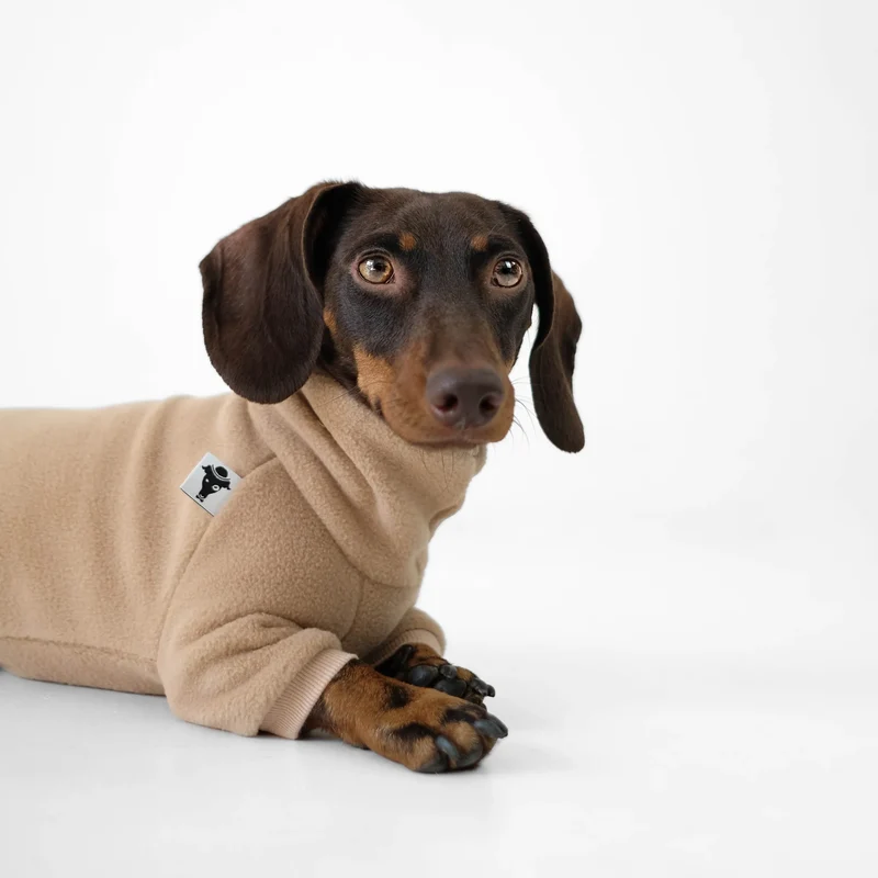 Fleece Overall für Dackel Sand Beige