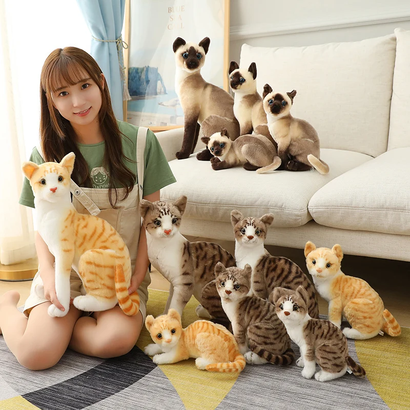 Tolle echt aussehende Katzen Kuscheltiere in vielen Motiven