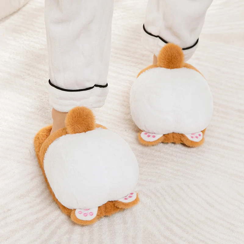 Flauschige Corgi Plüsch Hausschuhe