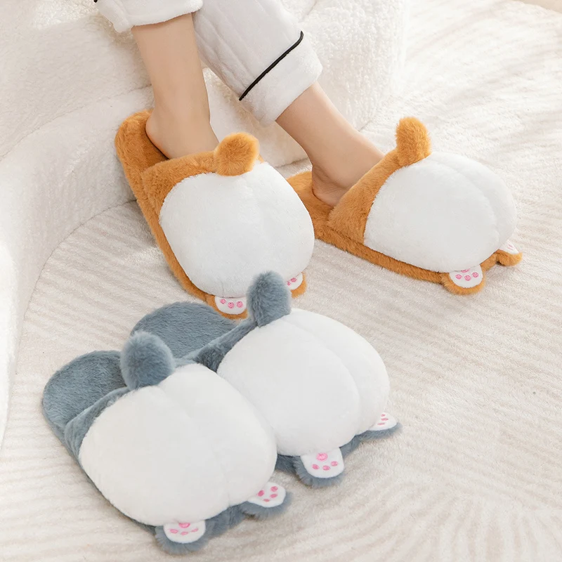 Flauschige Corgi Plüsch Hausschuhe
