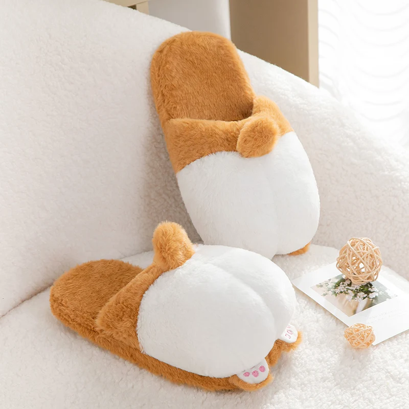 Flauschige Corgi Plüsch Hausschuhe