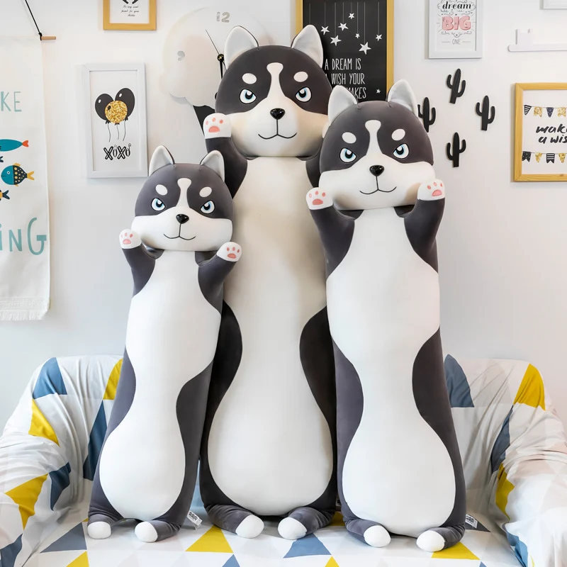 Witzige Husky Stofftiere im Langformat und Comic Aussehen (ca. 70cm bis 150cm)