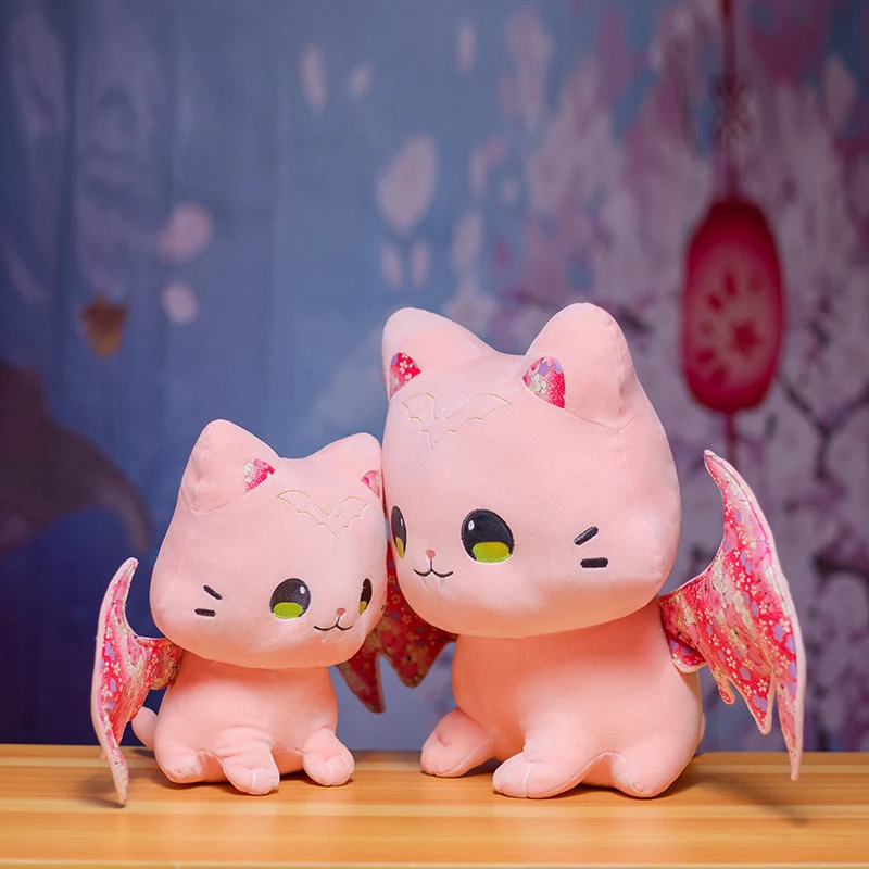 Zuckersüße Pinke Sakura Kätzchen mit Flügeln Kuscheltier