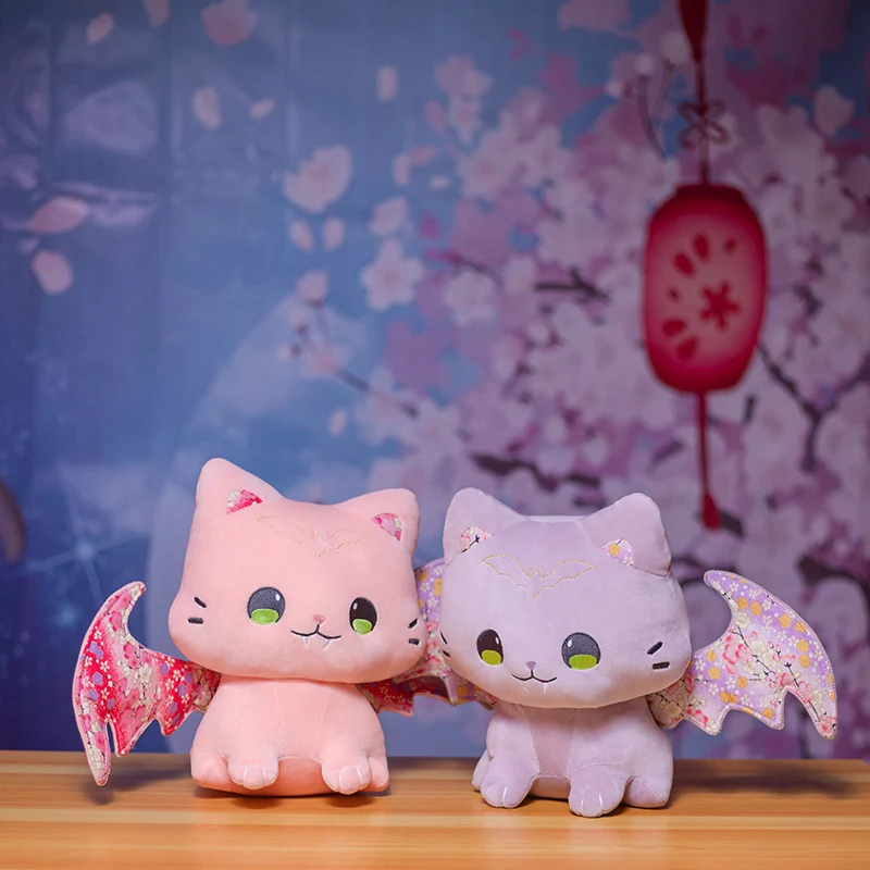 Zuckersüße Pinke Sakura Kätzchen mit Flügeln Kuscheltier