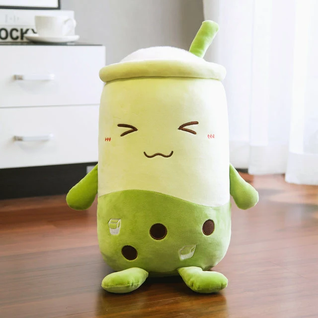 Matcha Bubble Tee Plüschfiguren als Tassen (ca. 25cm bis 50cm)