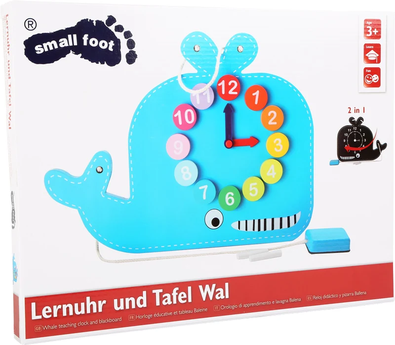 Lernuhr "Wal" mit Tafel